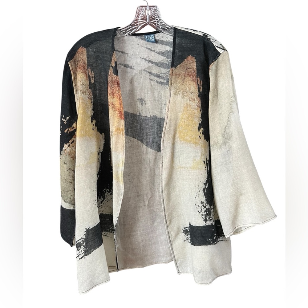 TAO House 100% Wool Open Front Thin Cardigan Kimono Women’s S/M Art Handmade